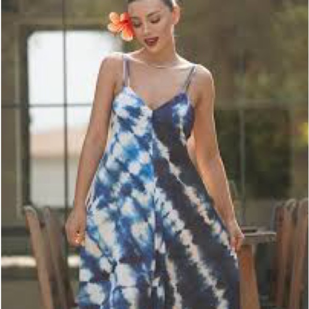 NWT ZARA Tie Dyed Flowy Slip Maxi Dress - Picture 8 of 15